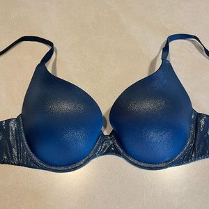 Victoria’s Secret Shimmer Blue T-Shirt Push-Up Full Coverage Bra 34B